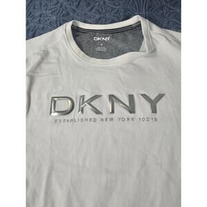 DKNY T Shirt White and Grey Size M